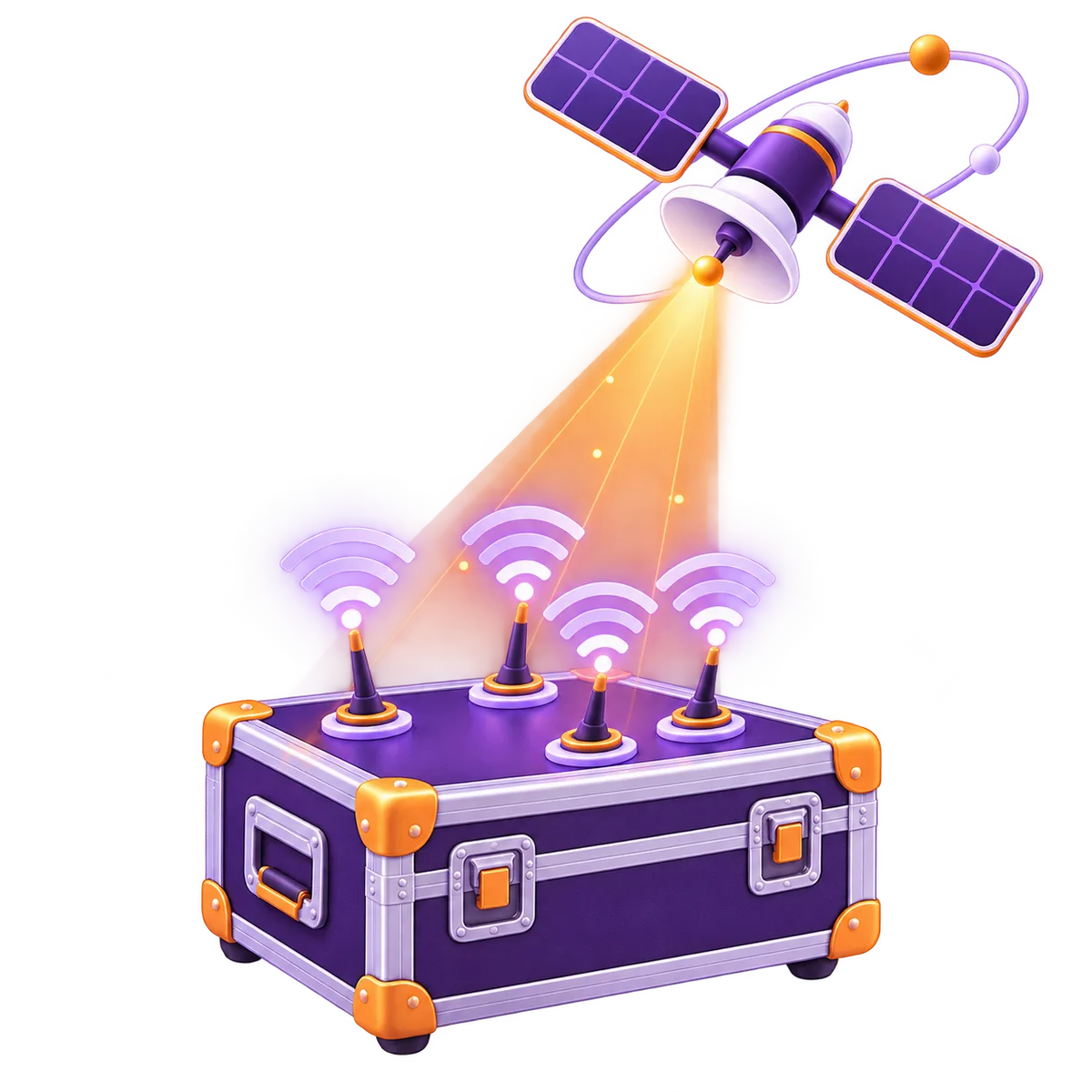 Valise de connexion internet temporaire avec liaisons multiples et satellite