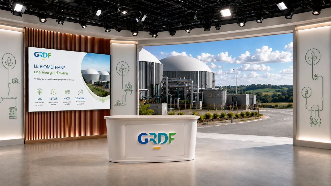 Simulation d'orientation de plateau virtuel pour un opérateur du gaz, site de biométhane ouvert sur le paysage